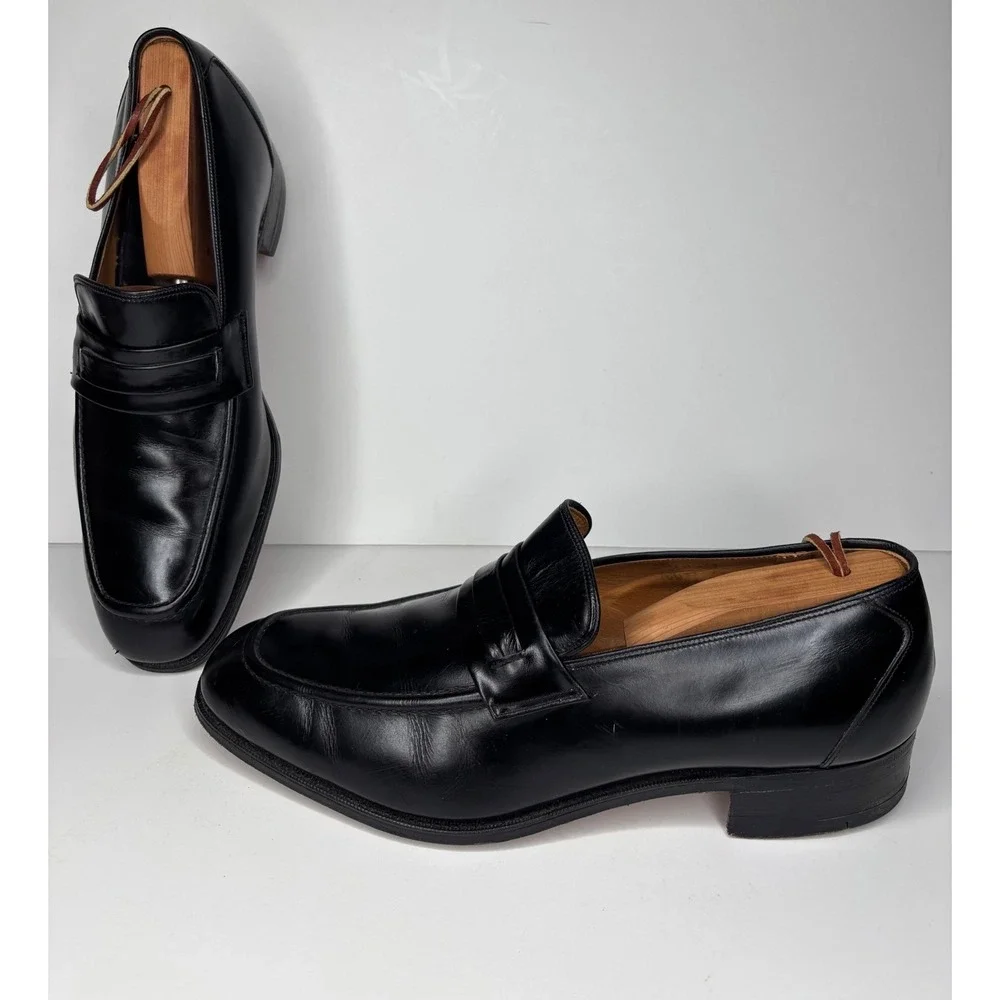 Vtg Church's Penny Loafers Men 10.5W UK 9.5H Black Custom Grade Leather England